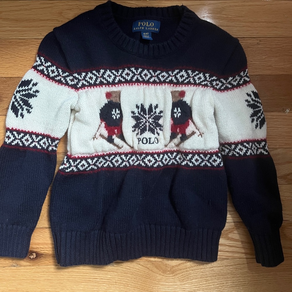Vintage Polo by Ralph Lauren Navy Graphic Bear Sweater